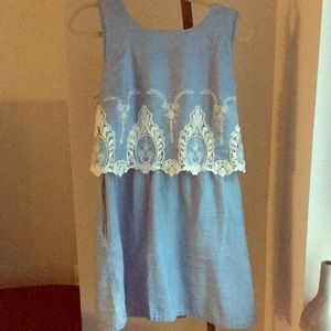 Blue and White embroidered eyelet dress